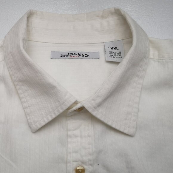 Levi Strauss & Co. Men's Size XXL White Textured Button Front & Cuffs Shirt - Picture 3 of 8